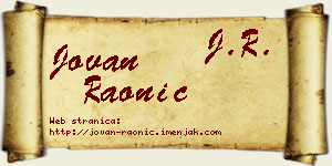 Jovan Raonić vizit kartica